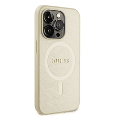 Guess Ovitek iPhone 15 Pro Max - MagSafe - Saffiano - zlat - GUHMP15XPSAHMCB