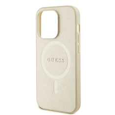 Guess Ovitek iPhone 15 Pro Max - MagSafe - Saffiano - zlat - GUHMP15XPSAHMCB