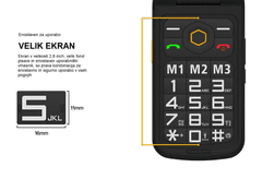 AGM Odporni preklopni telefon na tipke Flip M8 (4G) DS, IP68/IP69K/MIL-STD-810H, črn