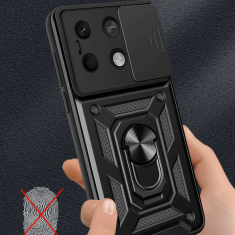 Onasi Silikonski ovitek Armor Ring z zaščito kamere za Xiaomi Redmi Note 13 Pro Plus 5G - črn