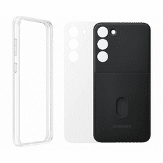 Samsung Original ovitel Frame Cover EF-MS916CBE za Galaxy S23 Plus 5G - prozoren bumper s steklom zadaj ali za kartico črn