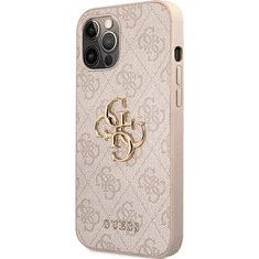 Guess GUHCP12M4GMGPI silikonski ovitek za iPhone 12 / iPhone 12 Pro - roza z zlatim logom