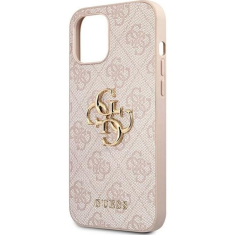 Guess GUHCP12M4GMGPI silikonski ovitek za iPhone 12 / iPhone 12 Pro - roza z zlatim logom