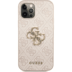 Guess GUHCP12M4GMGPI silikonski ovitek za iPhone 12 / iPhone 12 Pro - roza z zlatim logom