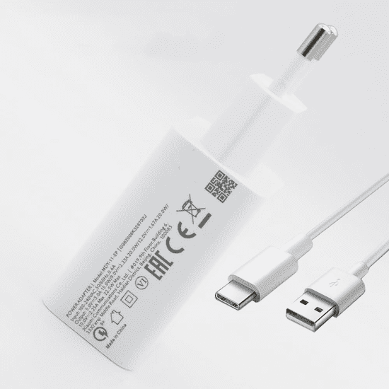 Polnilec MDY-11-EP USB A 22,5W s kablom Type C 3A - bel (Bulk)