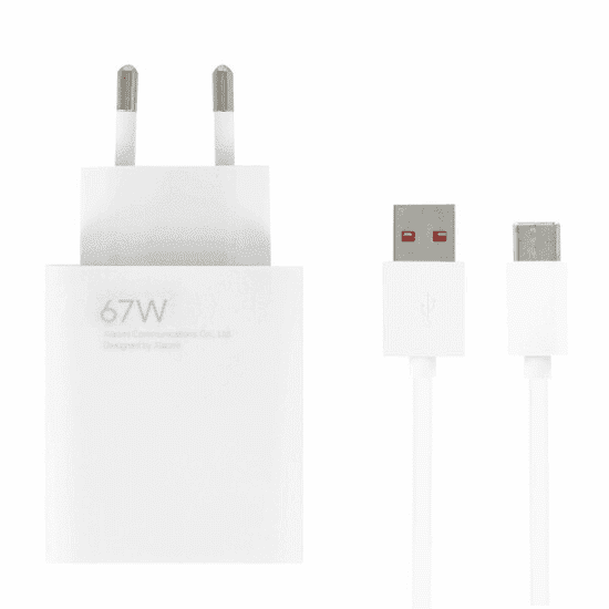 Adapter MDY-12-EH hišni polnilec USB-A 67W s polnilnik kablom Type C 6A - bel (bulk)