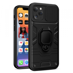 Onasi Silikonski ovitek Armor Ring z zaščito kamere za iPhone 16 Pro Max - črn