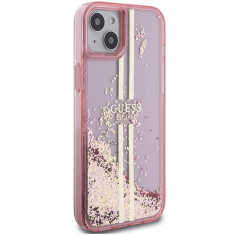 Guess GUHCP15SLFCSEGP ovitek za iPhone 14, iPhone 15 - roza z zlatmi bleščicami