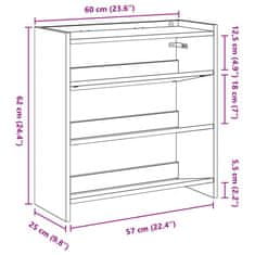 Vidaxl Regal za čevlje artisan hrast 60x25x62 cm inženirski les