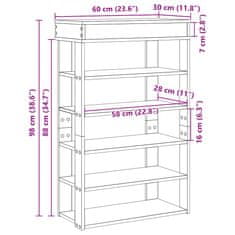 Vidaxl Regal za čevlje sonoma hrast 60x30x98 cm inženirski les