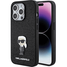 Karl Lagerfeld Originalen ovitek iPhone 15 Pro - Glitter IML NFT Iconic - črn ovitek z bleščicam - KLHCP15LGKNPSK