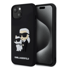 Karl Lagerfeld Originalen ovitek iPhone 15 Plus 6.7 - Full Bodies 3D - črna trda zaščita - KLHCP15M3DRKCNK