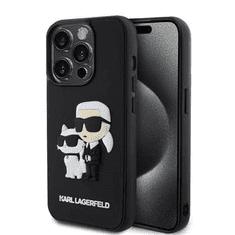 Karl Lagerfeld Originalen ovitek iPhone 15 Pro - Full Bodies 3D - črna trda zaščita- KLHCP15L3DRKCNK