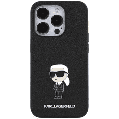 Karl Lagerfeld Originalen ovitek iPhone 15 Pro - Glitter IML NFT Iconic - črn ovitek z bleščicam - KLHCP15LGKNPSK