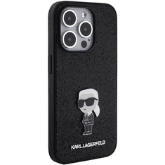 Karl Lagerfeld Originalen ovitek iPhone 15 Pro - Glitter IML NFT Iconic - črn ovitek z bleščicam - KLHCP15LGKNPSK