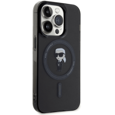 Karl Lagerfeld Originalen MagSafe ovitek iPhone 15 Pro - Karls full body - prozorno črn - KLHMP15LHFCKNOK