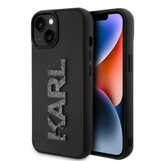 Karl Lagerfeld Originalen ovitek iPhone 15 - Logo 3D - črna zaščita - KLHCP15S3DMBKCK