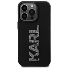 Karl Lagerfeld Originalen ovitek iPhone 15 Pro - Logo 3D - črna zaščita - KLHCP15L3DMBKCK