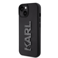 Karl Lagerfeld Originalen ovitek iPhone 15 - Logo 3D - črna zaščita - KLHCP15S3DMBKCK