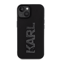 Karl Lagerfeld Originalen ovitek iPhone 15 - Logo 3D - črna zaščita - KLHCP15S3DMBKCK