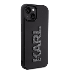 Karl Lagerfeld Originalen ovitek iPhone 15 - Logo 3D - črna zaščita - KLHCP15S3DMBKCK