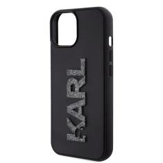 Karl Lagerfeld Originalen ovitek iPhone 15 - Logo 3D - črna zaščita - KLHCP15S3DMBKCK