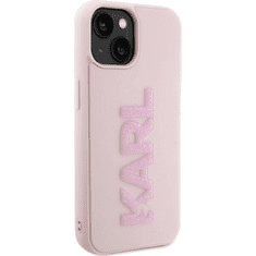 Karl Lagerfeld Originalen ovitek iPhone 15 - Logo 3D - roza zaščita - KLHCP15S3DMBKCP