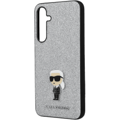 Karl Lagerfeld Originalen ovitek Samsung Galaxy A35 - Karl full body - srebrn ovitek z belščicami - KLHCSA35GCNPSG