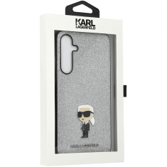 Karl Lagerfeld Originalen ovitek Samsung Galaxy A35 - Karl full body - srebrn ovitek z belščicami - KLHCSA35GCNPSG