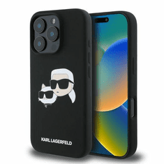 Karl Lagerfeld Originalen ovitek iPhone 16 Pro Max - IML NFT Heads - črn silikonska zaščita MagSafe - KLHMP16XSKCHPPLK