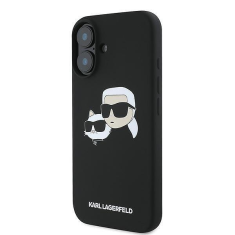 Karl Lagerfeld Originalen ovitek iPhone 16 Plus - IML NFT Heads - črn silikonska zaščita MagSafe - KLHMP16MSKCHPPLK