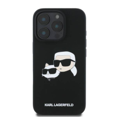 Karl Lagerfeld Originalen ovitek iPhone 16 Pro - IML NFT Heads - črn silikonska zaščita MagSafe - KLHMP16LSKCHPPLK