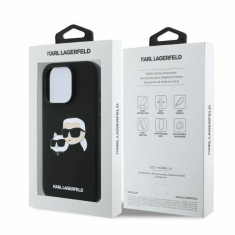 Karl Lagerfeld Originalen ovitek iPhone 16 Pro - IML NFT Heads - črn silikonska zaščita MagSafe - KLHMP16LSKCHPPLK