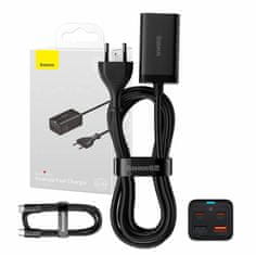 BASEUS Hitri polnilec Baseus GaN3 Pro, 2x USB-C, 2x USB, 65W (črn)