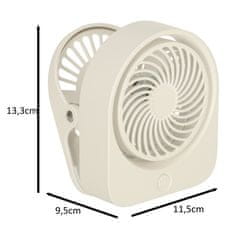 slomart Brezžični namizni ventilator USB 11,5 cm bele barve