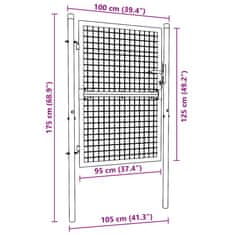 Vidaxl Mrežasta vrtna vrata pocinkano jeklo 100x175 cm siva