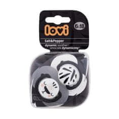 LOVI Salt&Pepper Dynamic Soother 6-18m silikonska dinamična duda 2 kos