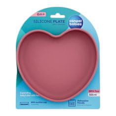 Canpol babies Silicone Suction Plate Heart Pink silikonski krožnik s priseskom 300 ml za otroke