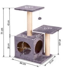 ACTIVESHOP Praskalnik za mačke 71 cm DR-263 Pethaus z miško j. siva