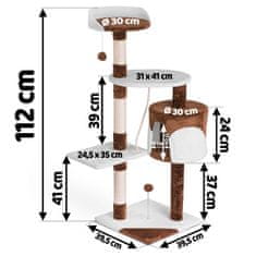 ACTIVESHOP Praskalnik za mačke 112 cm DR-260 Pethaus rjava in bela