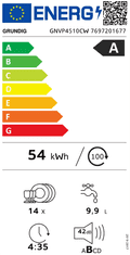 Grundig vgradni pomivalni stroj GNVP4510CW, A razred