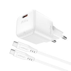 Noah Mini polnilec PD 30W GaN + kabel USB-C bele barve