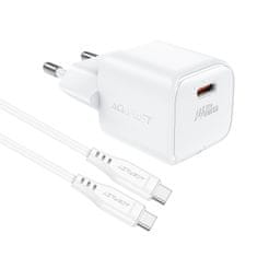 Noah Mini polnilec PD 30W GaN + kabel USB-C bele barve