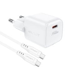 Noah Mini polnilec PD 20W GaN + kabel USB-C bele barve