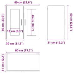 Vidaxl Kuhinjska stenska omarica steklenimi vrati Porto sonoma hrast