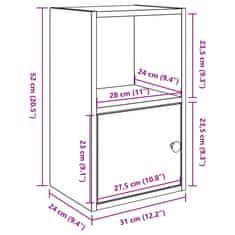 Vidaxl Knjižna omara siva sonoma 31x24x52 cm inženirski les