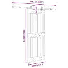 Vidaxl Drsna vrata s kompletom vodil 80x210 cm trdna borovina