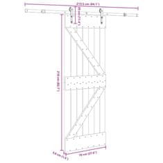 Vidaxl Drsna vrata s kompletom vodil 70x210 cm trdna borovina