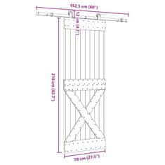 Vidaxl Drsna vrata s kompletom vodil 70x210 cm trdna borovina