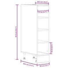 Vidaxl Spodnja omarica siva sonoma 20x44,5x81,5 cm iverna plošča